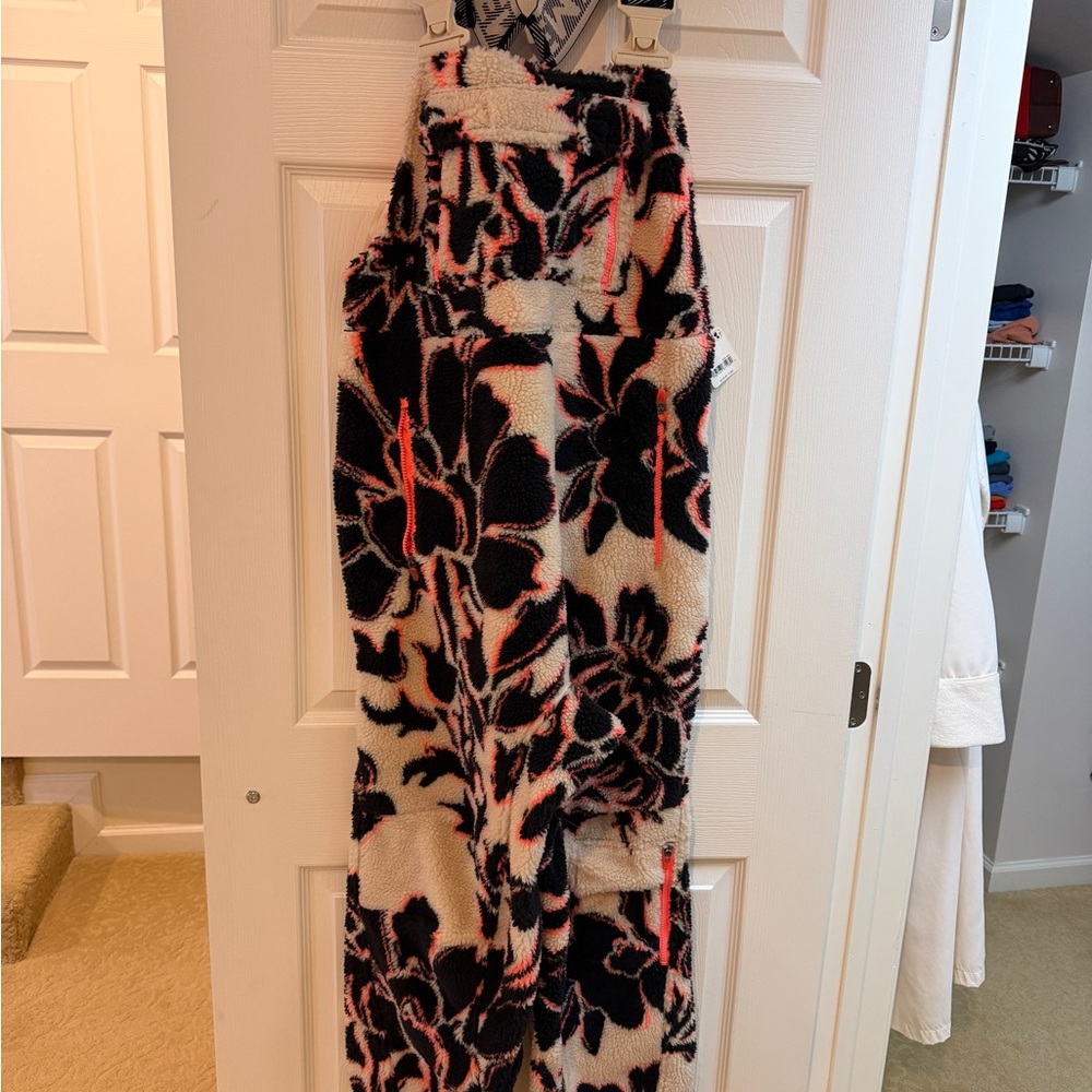 FP Movement by Free People Hit the Slopes Black and Pink Floral Jumpsuit